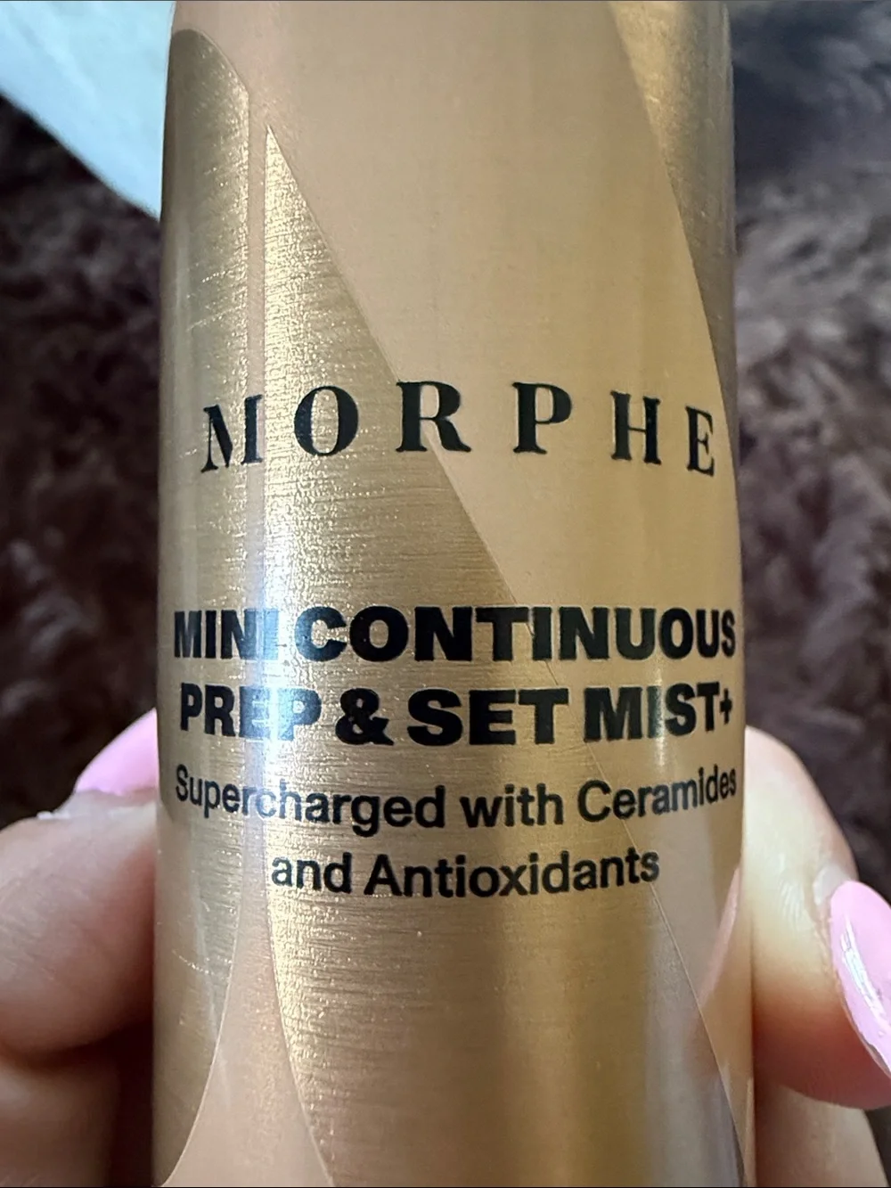 Morphe Mini Continuous Prep & Set Mist - Metallic Gold with Black Cap